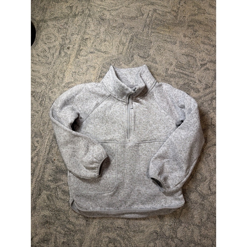 Old Navy Kids Gray Heathered Quarter Zip Fleece Pullover Sweater Size S 6-7